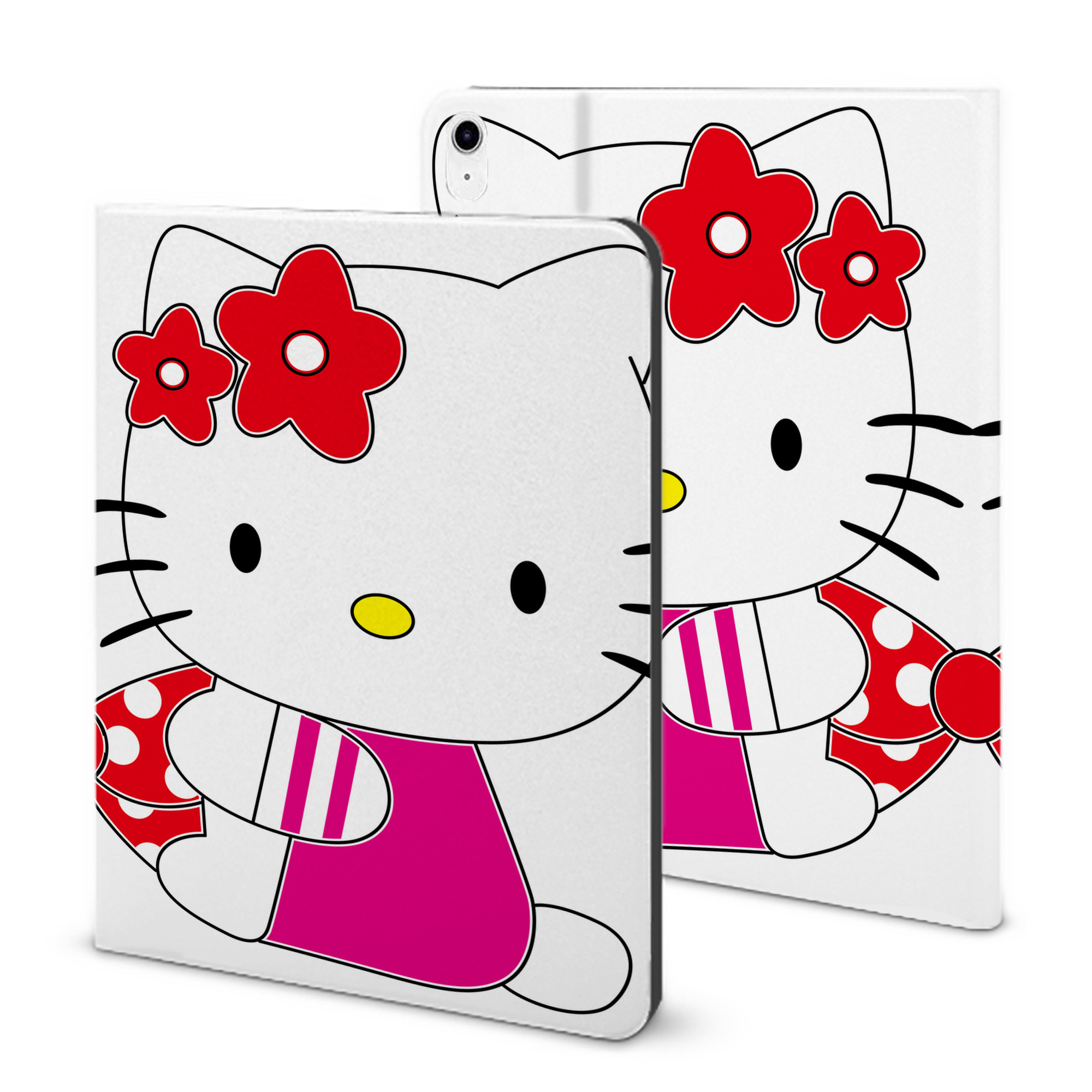 （画像用） Hello Kitty ハローキティ IPad ケース ブック型 PUレザー TPU 耐衝撃 軽量 薄型 ペン収納なし 全面保護 IPad 各モデル対応